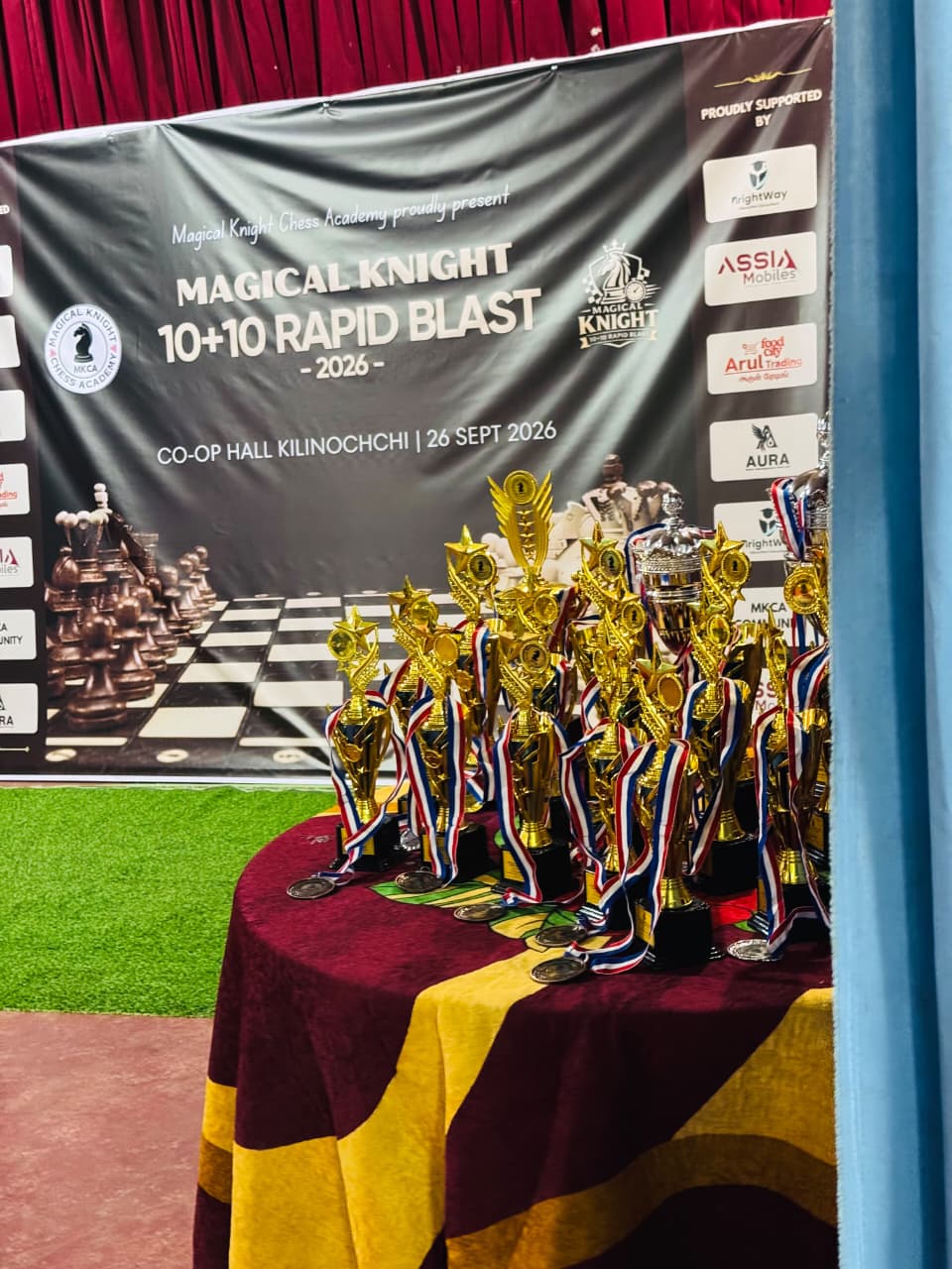 Rapid Blast trophies displayed beside the event banner